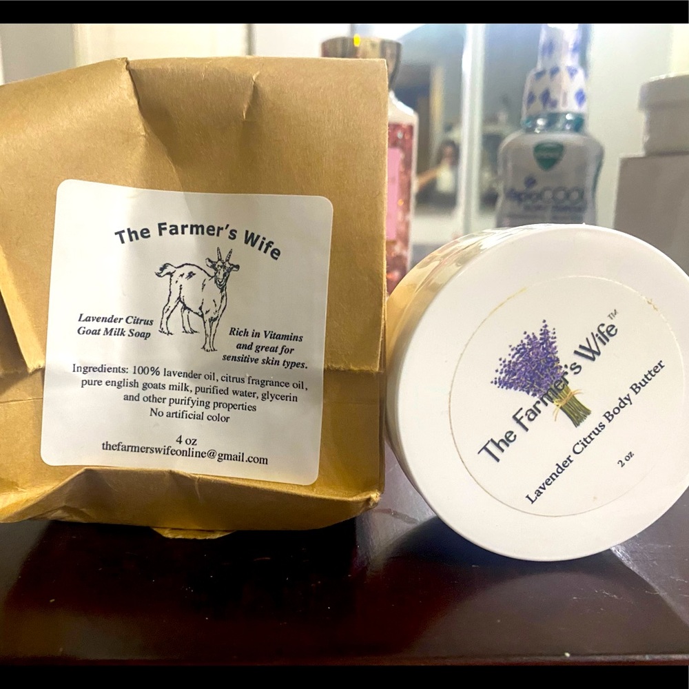 Goat milk soap and body butter combo.